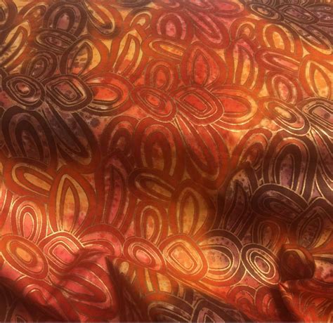 Textile Creations Indian Batik Montego Bay Gold Circles Orange 